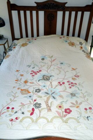 PENNY MARSHALL Estate Tree Of Life Quilt With Decorative Stitching 2