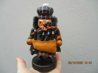 A Vintage Wooden Nutcracker - Scottish Bagpiper - Christmas - 5.  5 Inches
