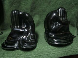 Vtg Antique Early Frankoma Art Pottery Weeping Nude Bookends
