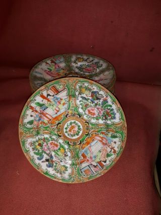 Set Of 12 Old Or Antique Chinese Rose Medallion Porcelain 7 " Dishes