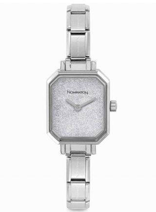 Nomination Classic Paris Silver And Rectangular Glitter Watch 076030 023 Rrp £95