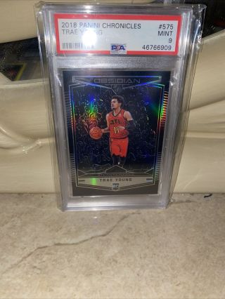 2018 - 19 Panini Obsidian Trae Young Rookie Card Silver Psa 9