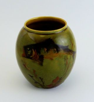 Antique C1895 English Royal Doulton Porcelain/pottery Fish Theme Flower Vase