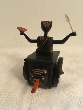 Vintage Kobe Doll Mechanical Toy Hand Carved Demons On Wheels 9 Of 11