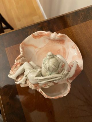 ANTIQUE EARLY ROYAL DUX BOHEMIA ART NOUVEAU Porcelain Figural Vase 3