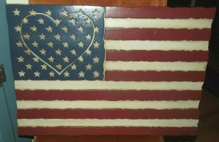 Gia Inc Home Interiors Vintage Style American Flag Patriotic Wall Hanging Decor