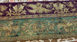 Antique Chinese Silk Qing Dynasty Gold Threads Hand Embroidery Panel 47 X 192 Cm 6