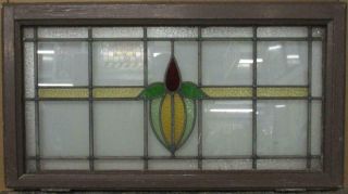Old English Leaded Stained Glass Window Transom Abstract Floral 35.  5 " X 19.  5 "