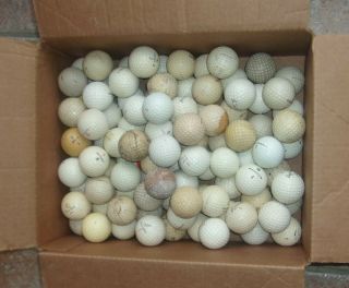 Box Of 98 Antique Vintage Golf Balls