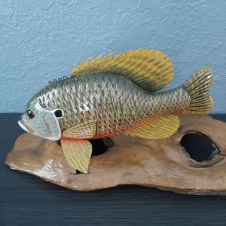 Carl Christiansen Scaled Pumpkinseed Fish Decoy Lure Folk Art Wood Carving