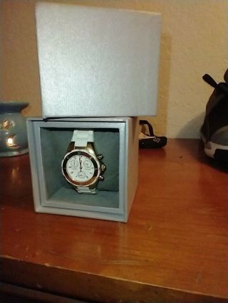Michele Tahitian Jelly Bean White Silicone,  Gold Chrono Dial Watch - Mww12d000011