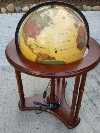 George F Cram Classica World Globe 16 " / Lighted / Wood Stand On Casters