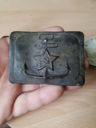 Vintage Military German spoon and Russian Navy buckle WW2 era period. 2