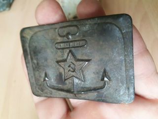 Vintage Military German spoon and Russian Navy buckle WW2 era period. 3