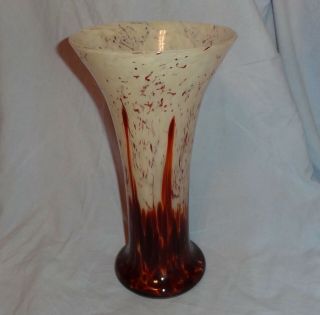 Vintage Murano Brown & Yellow Glass Vase