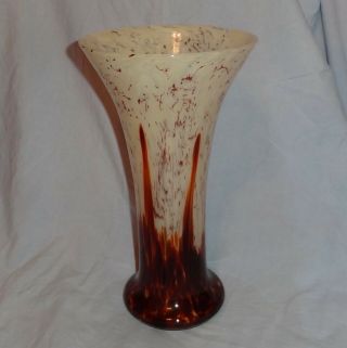 Vintage MURANO brown & yellow glass vase 2