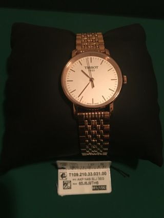 With Tag Tissot Womens Small White Dial Rose Gold Watch T1092103303100