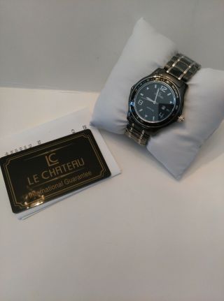 Le Chateau Men ' s Black Ceramic Silver Tone Watch 3