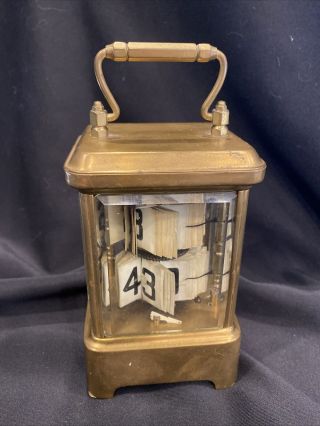 Antique Circa 1900 Gold Gilt Brass Plato Flip Clock Celluloid Plates
