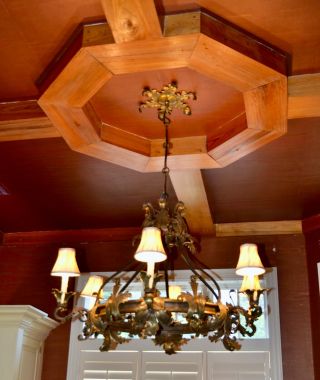 Antique Vintage Bronze 6 Light Chandelier Grand 1 Tier Ceiling Fixture Lamp