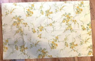 Vintage Single Pillowcase Gold Floral Rose Cotton Standard Size Retro