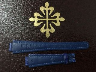 Vintage Patek Philippe Gondolo Blue Leather Strap Lady Femme NOS Bracelet 2