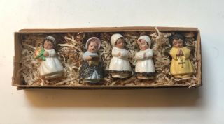 Vintage Rare Christmas Ornament Set Of 5 Catholic Christian Ladies Angel 1940’s