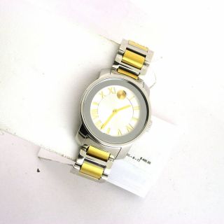 Movado Bold Stainless Steel Two Tone Link Quartz Swiss Watch 3600245 2 Hand