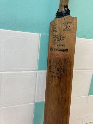 Vintage Stuart Surridge Wellington Cricket Bat Ken Barrington Autograph Reblade 3