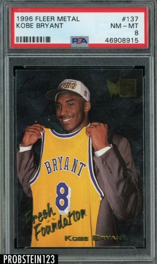 1996 - 97 Fleer Metal 137 Kobe Bryant Los Angeles Lakers Rc Rookie Hof Psa 8