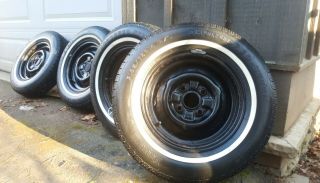 Vintage Ford 4x4.  5 " 14 " Steel Wheels And Dayton Thorobred Tires Great Shape