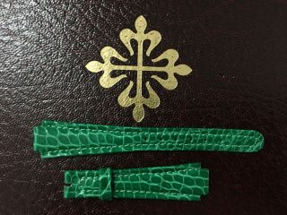 Vintage Patek Philippe Gondolo Green Leather Strap Lady Femme Nos Bracelet
