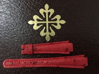 Vintage Patek Philippe Gondolo Red Ostrich Leather Strap Lady Femme Nos Bracelet