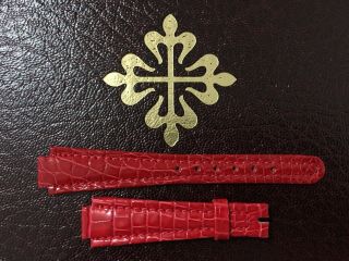 Vintage Patek Philippe Gondolo Red Leather Strap Lady Femme Nos Bracelet