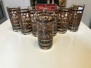 Vintage Drinking Glasses Gold And Brown Set Of 8 Mid Century Modern