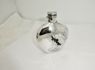 Antique 1871 Gorham Sterling Silver Glass Lined Pocket Purse Mini Liquor Flask