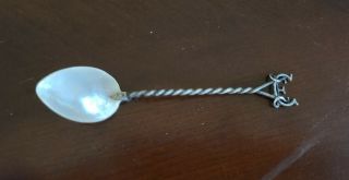 Victorian Vtg Sterling Silver Caviar Spoon ? W/mop Mother Of Pearl Monogram Ce