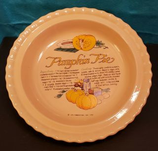 Vintage Pumpkin Pie Recipe Dish Ceramic Fall Baking Pie Plate Ltd Commodities