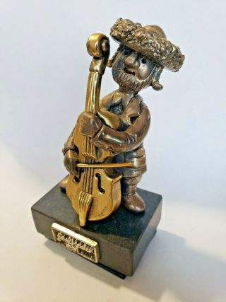 Vintage Frank Meisler Bass Player Gold Silver Plated Figural Sculpture