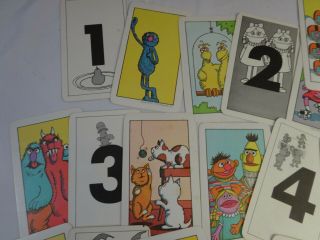 Vintage 70s SESAME STREET Counting FLASH CARDS Pictures Numbers 1 - 12, 2