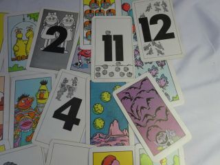 Vintage 70s SESAME STREET Counting FLASH CARDS Pictures Numbers 1 - 12, 3