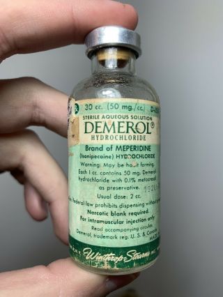 Vintage Ampoule Of Demerol Pharmaceutical Collectible Bottle