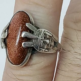 Vintage Sterling Silver Indian Ring&stone Womens