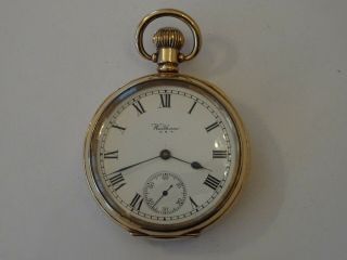 Immaculate Antique 10ct Gold Plated American Waltham Pocket Watch,  Dennison Case