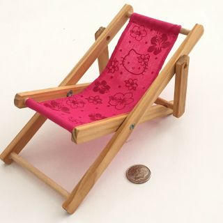 Vintage Sanrio Hello Kitty Mini Beach Lounge Chair Miniature Wood 2001