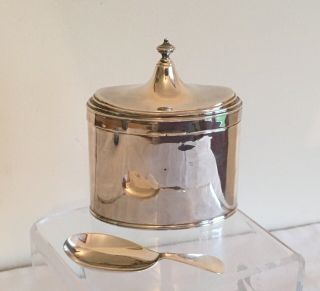 Vintage Adie Brothers 1927 Birmingham Hallmarked Solid Silver Tea Caddy & Spoon