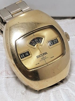 Vintage Sicura Breitling Automatic Jumping Hour Digitel Men 