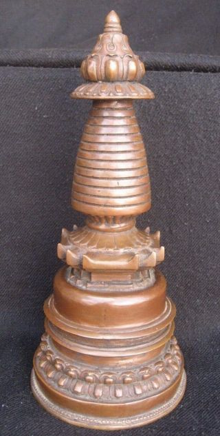 Antique Master Quality Handmade Bronze Tibet Kadampa Stupa Chorten,  Nepal
