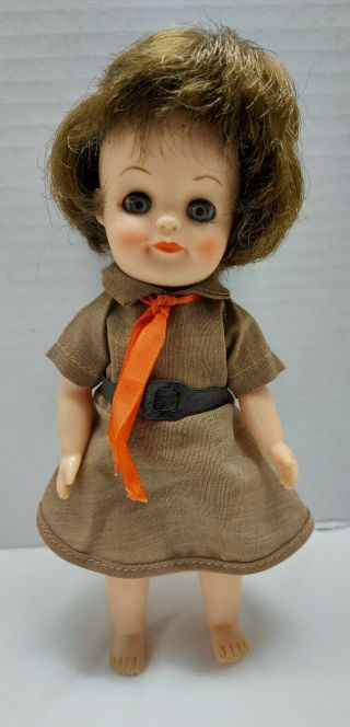 Vintage Effabbee 8 " Vinyl Fluffy Brownie Girl Scout 1965 Uniform