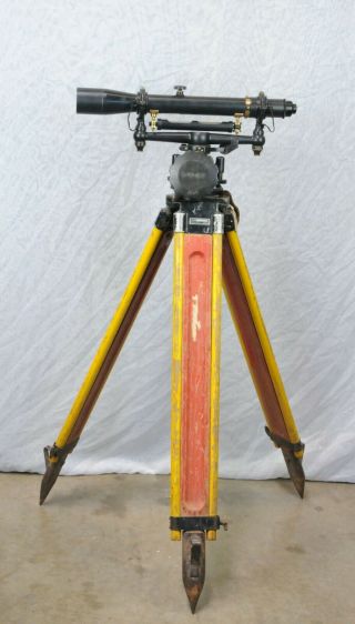 Antique W & L.  E.  Gurley Surveyors Transit With Wooden Box And Tripod